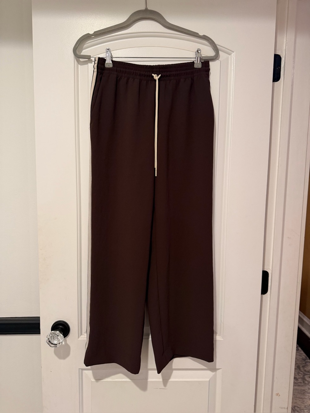 Aritzia Wide-Leg Drawstring Pants in Dark Brown